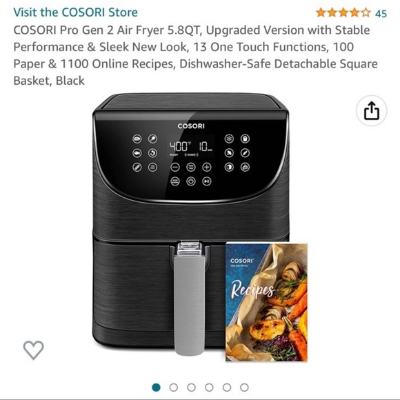 NWT COSORI PRO GEN 2 AIR FRYER 5.8 quart